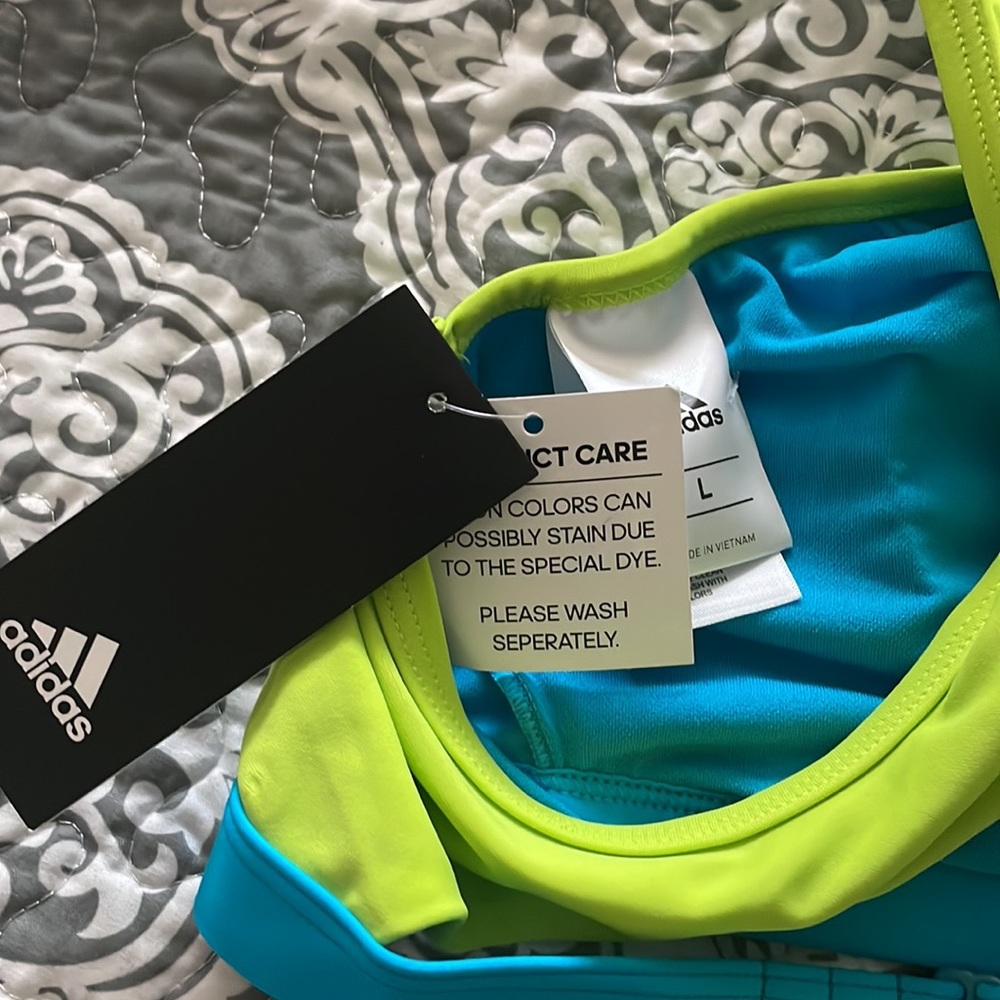 Adidas lime green swim top/ bottom - Picture 6 of 9